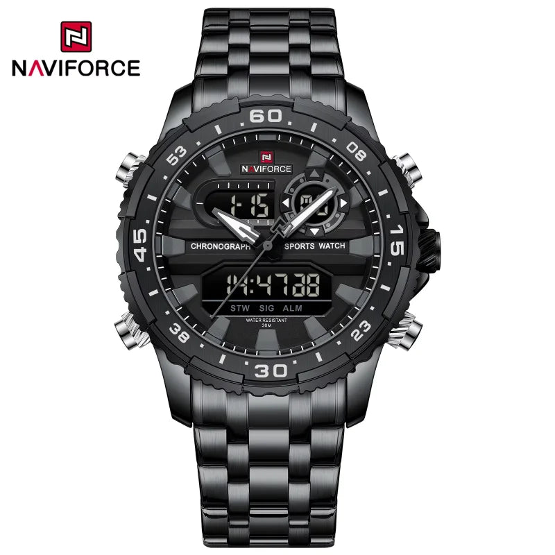 Men's Watches NAVIFORCE Original Trend Brand LCD Display Analog Digital Quartz Man Clock 30m Waterproof Luminous Male Wristwatch