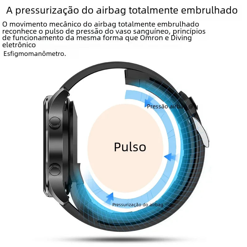 2026 New Blood Pressure Heart Rate Sleep Monitoring Health Smartwatch Men AirPump Airbag IP86 Waterproof Sports Smar twatch