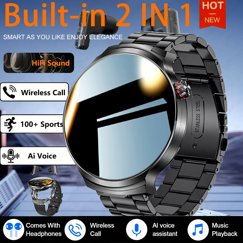 For Xiaomi New 2 in 1 Smart Watch With Earbuds Smartwatch TWS Bluetooth Earphone Heart Rate Blood Oxygen Monitor Sports Watch