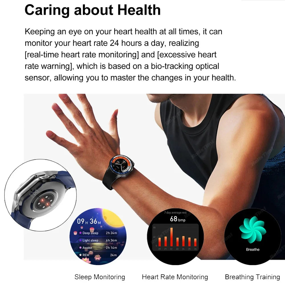 1.43 AMOLED Smart Watch 3D Surround Vision Player 4GB Large memory IP68 Smartwatch Men 2024 New TWS Earphones For OPPO Watch X