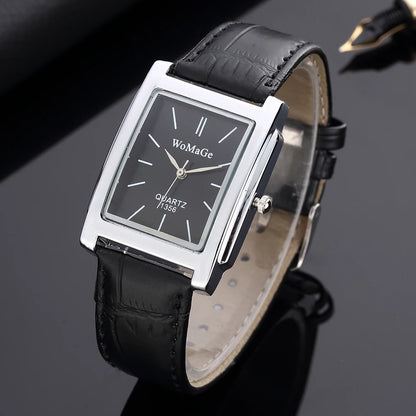 ChronoState Square Classic Women’s Quartz Watch | Elegant Black & White Dial Ladies Casual Wristwatch