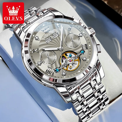 OLEVS 7088 Original Luxury Brand Men's Watch Chronograph Date Stainless steel Waterproof Mechanical Watch for Men NEW