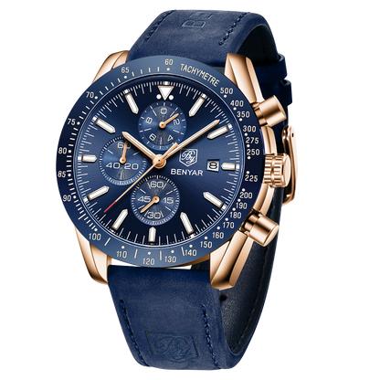 SAPPHERO Classic Quartz Men's Watch Chronicle Waterproof Men's Watch Leather Strap Business Casual Sports Clock