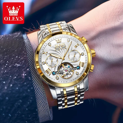 OLEVS 7088 Original Luxury Brand Men's Watch Chronograph Date Stainless steel Waterproof Mechanical Watch for Men NEW