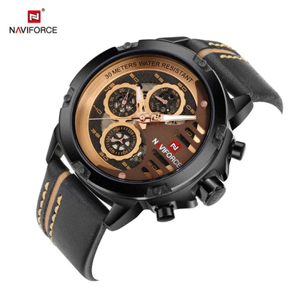 NAVIFORCE Mens Watch Top Brand Luxury Waterproof 24 Hour Date Quartz Watch Man Leather Sport WristWatch Men Waterproof Clock