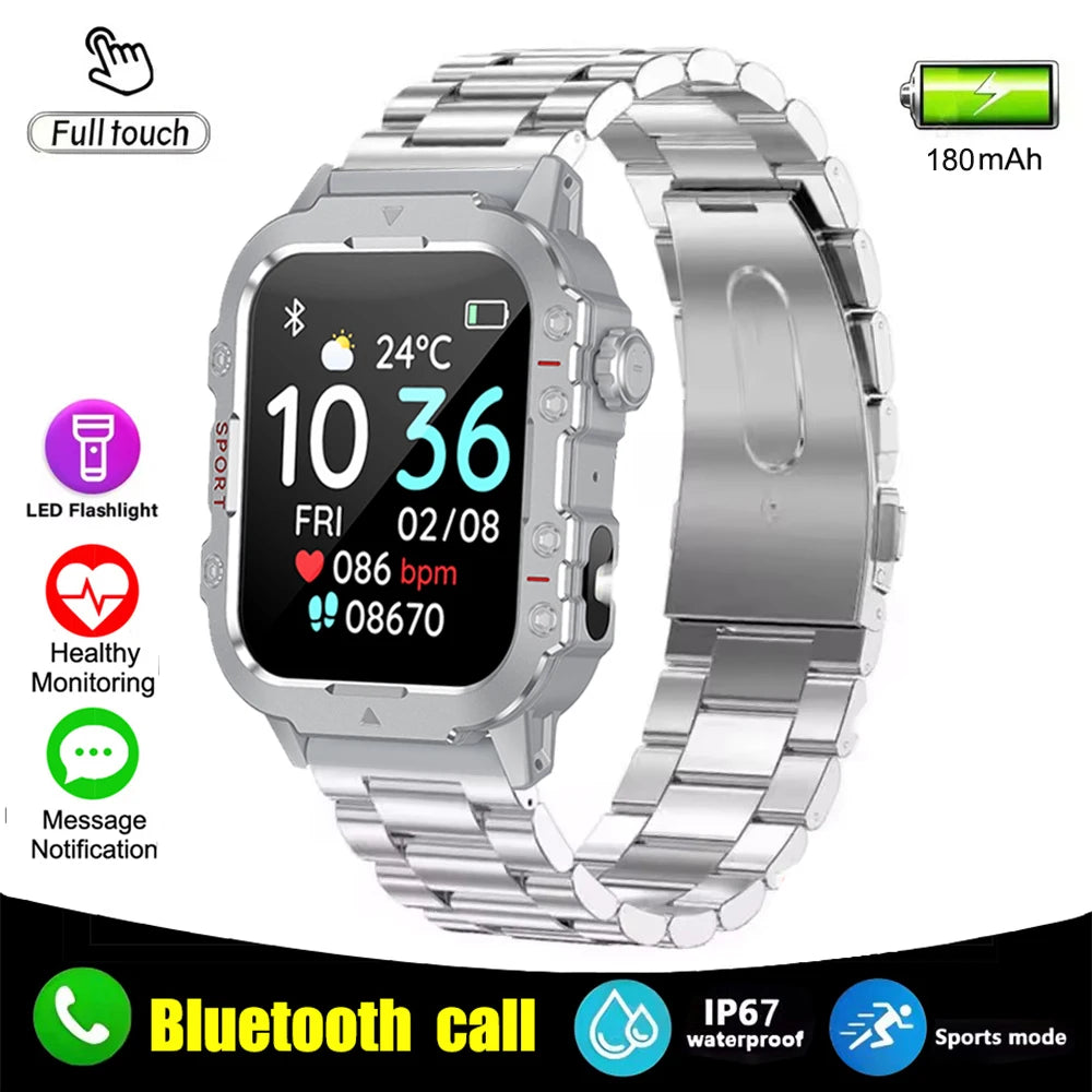 2026 New Military Smart Watch Men IP67 3ATM Outdoor Sports Fitness Tracker Health Monitor 1.44Inch BT Call Smartwatch