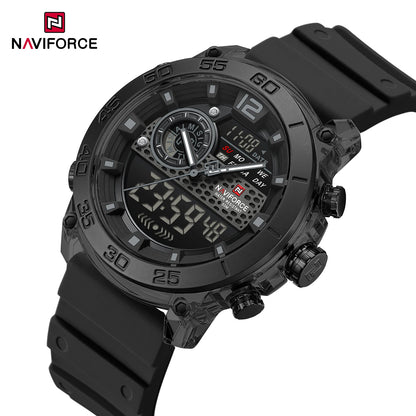 NAVIFORCE Men's Lightweight Sports Wrist Watch Dual Display Time Night Light Watches Boy's Quartz  Stopwatch Multifunctional