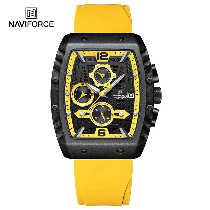 NAVIFORCE NF8025  Luxury Watch Waterproof  Sport Quartz Soft Silicone Band Date Military Clock Chronograph Wristwatch