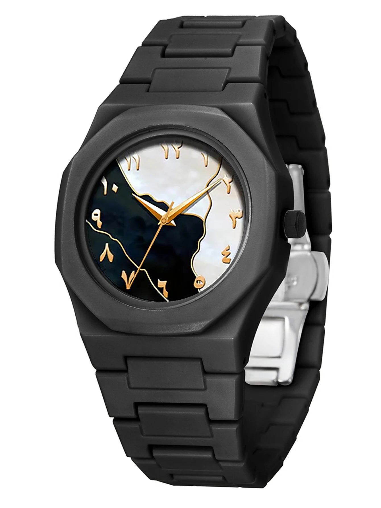 Men's Quartz Watch Bracelet Necklace Ring Set Plastic Strap Suitable for Daily Wear Festival Gifts Box Not Included
