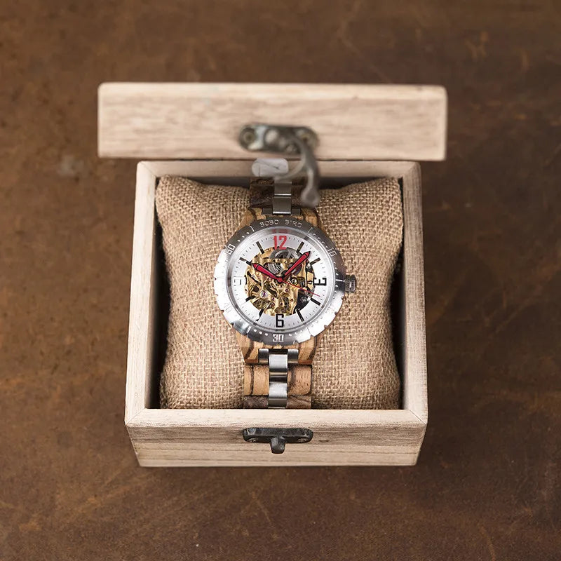BOBO BIRD Men's Automatic Mechanical Watch Wood Man Clock Top Brand High Quality Movement In gift Box relojes para hombre