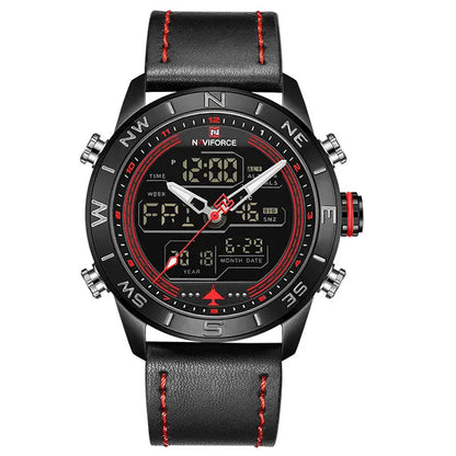 NAVIFORCE Luxury Brand Men Sports Quartz Watch Men's Genuine Leather Waterproof Wrist Watches Male Fashion Date Week LED Clock