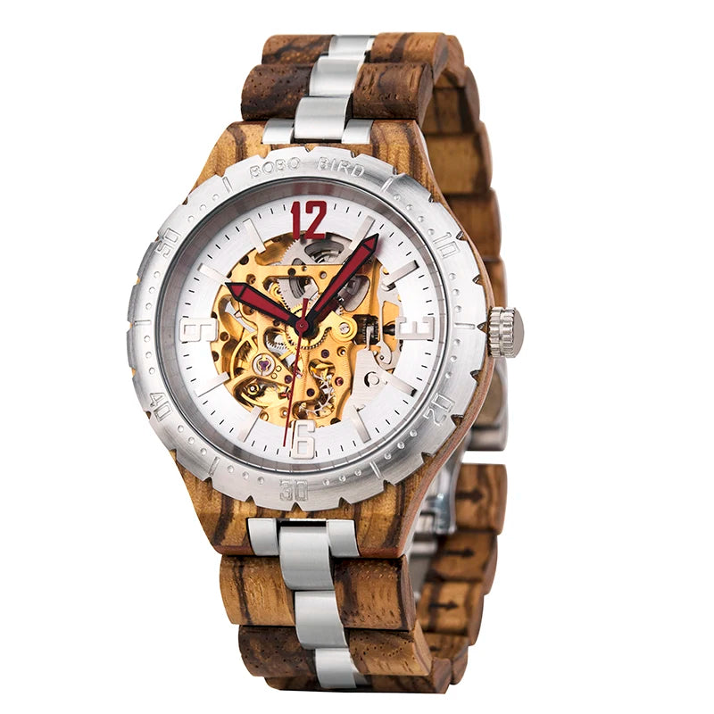 BOBO BIRD Men's Automatic Mechanical Watch Wood Man Clock Top Brand High Quality Movement In gift Box relojes para hombre