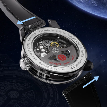 BONEST GATTI Watch for Men Man Automatic Watch Skeleton Luminous Light Luxury Qixi Birthday Gift