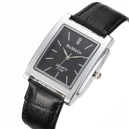 ChronoState Square Classic Women’s Quartz Watch | Elegant Black & White Dial Ladies Casual Wristwatch