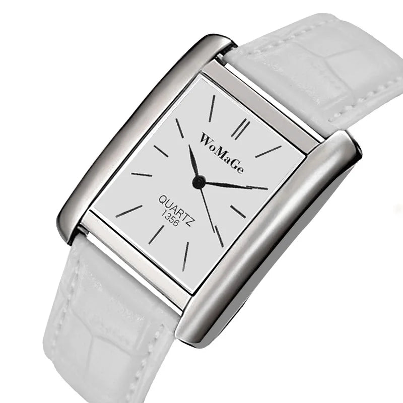 ChronoState Square Classic Women’s Quartz Watch | Elegant Black & White Dial Ladies Casual Wristwatch