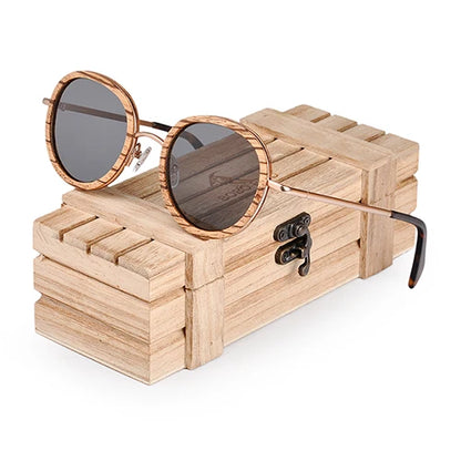 BOBO BIRD Women's Sunglasses Fashion Polarized UV400 Lens Metal Temple Eyewear Vintage Oval Wood Glasses in Wooden Gift Box