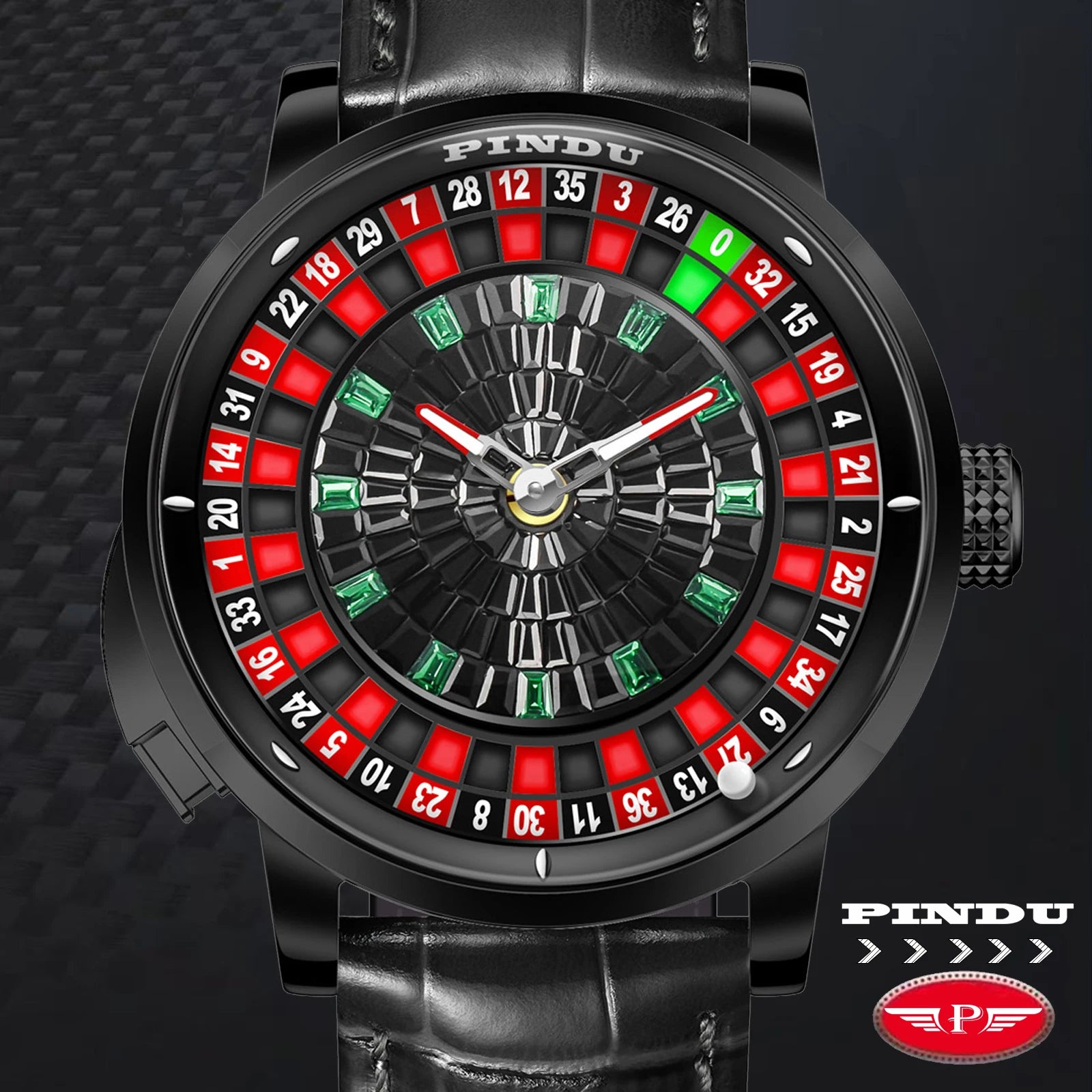 2025 PINDU Design NEW Button Rotating black shell Mechanical Watch Men NH35 Movement Stainless Steel TopLuxury Automatic Watch