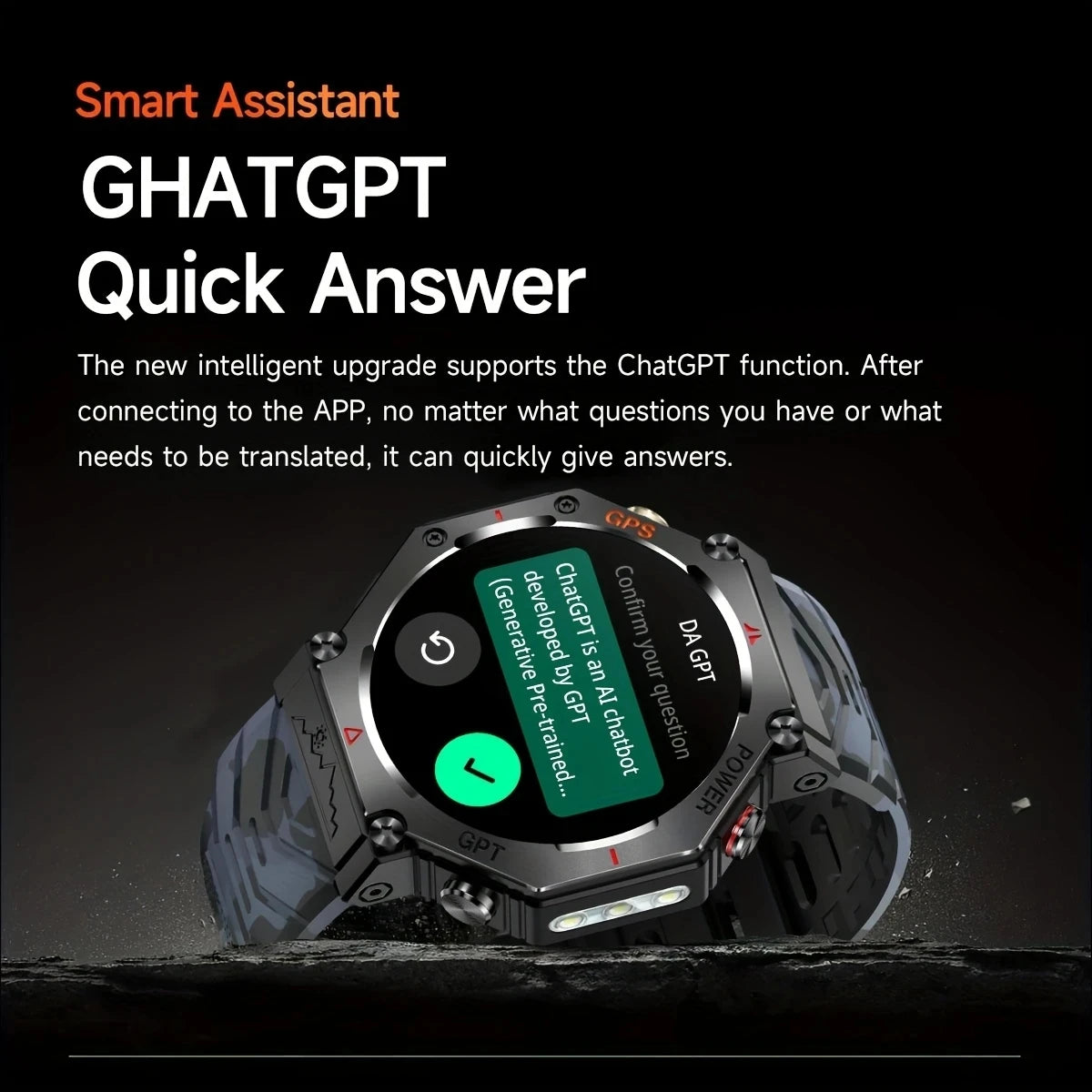 2026 New ChatGPT AI assistant Smart Watch 3ATM Waterproof GPS Built-in Dual-band GNSS Compass Military Sport SmartwatchMen Woman