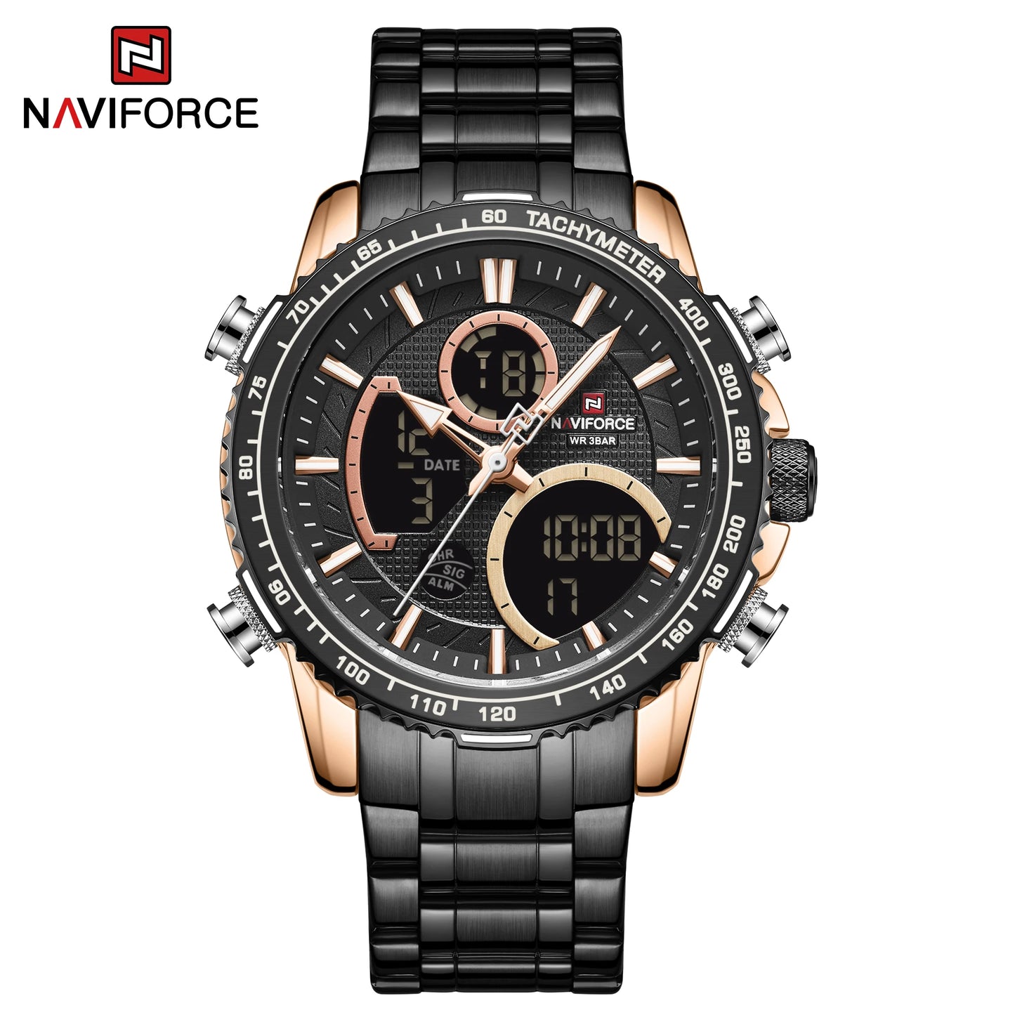 NAVIFORCE 2025 New Sport Watch for Men Luxury Original Wrist Watch Stainless Steel Mens Dual Display Military Waterproof Watches