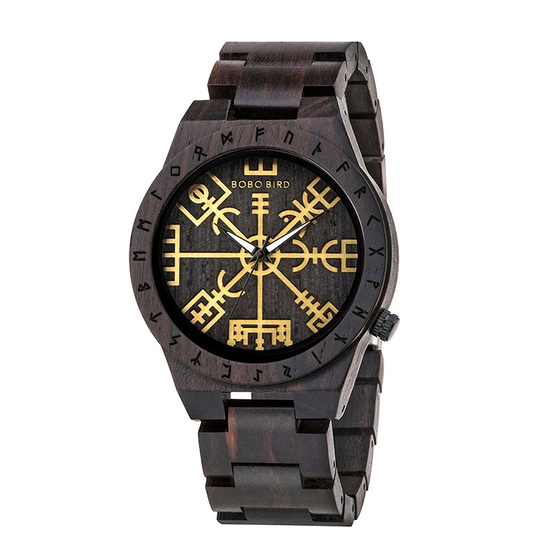 BOBO BIRD Wood Watches Relogio Masculino Watch for Men Viking Warriors Symbol Relojes Para Hombre часы мужские Logo Custom