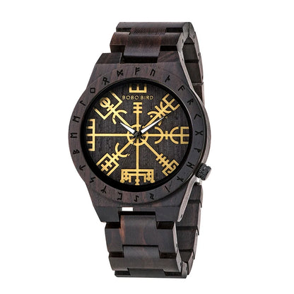 BOBO BIRD Wood Watches Relogio Masculino Watch for Men Viking Warriors Symbol Relojes Para Hombre часы мужские Logo Custom