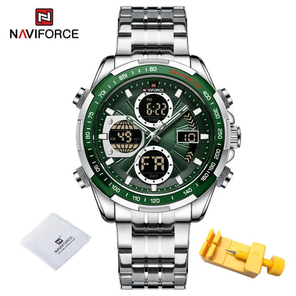 Top Luxury NAVIFORCE Gold Watches for Men Quartz Military Digital Sports Wrist Watch Steel Band Waterproof Luminous Alarm Clock