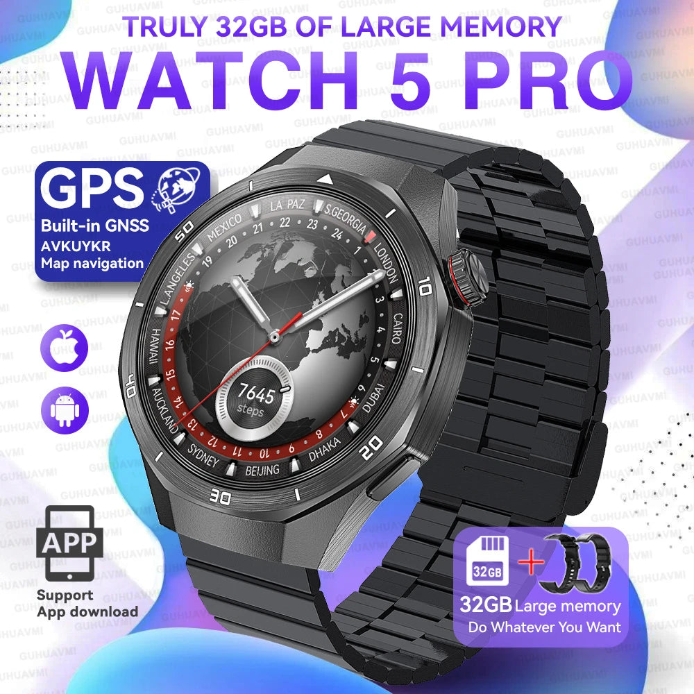 2026 New Watch 5 Pro GPS Map Navigation Smartwatch 32G memory Video Music Play NFC Call Titanium alloy Waterproof Smartwatch Men