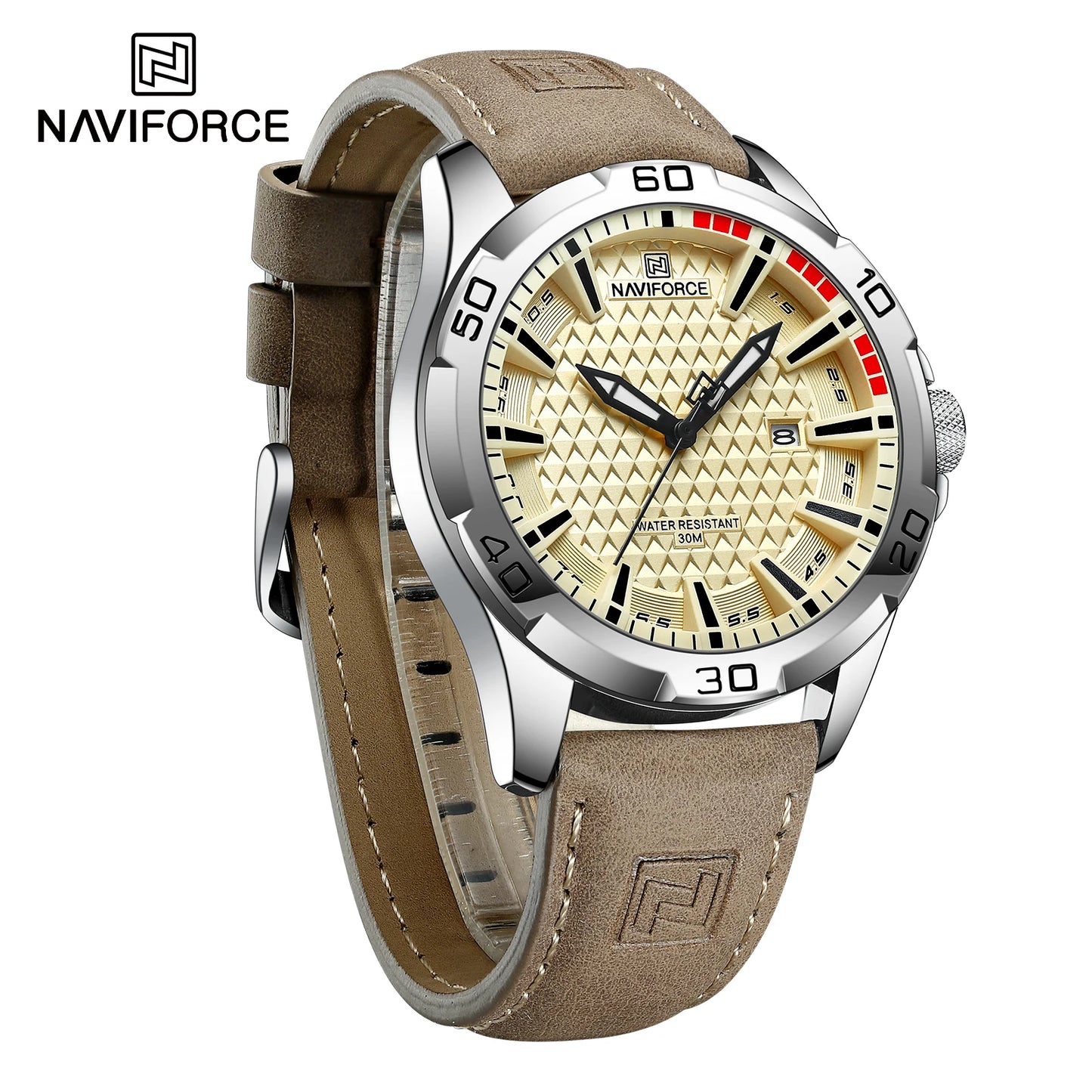NAVIFORCE Men Casual Sport Military Quartz Calendar Wrist Watch for Man Business Leather Waterproof Male Clock Relogio Masculino
