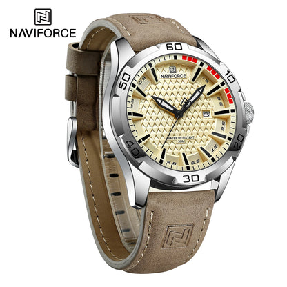NAVIFORCE Men Casual Sport Military Quartz Calendar Wrist Watch for Man Business Leather Waterproof Male Clock Relogio Masculino