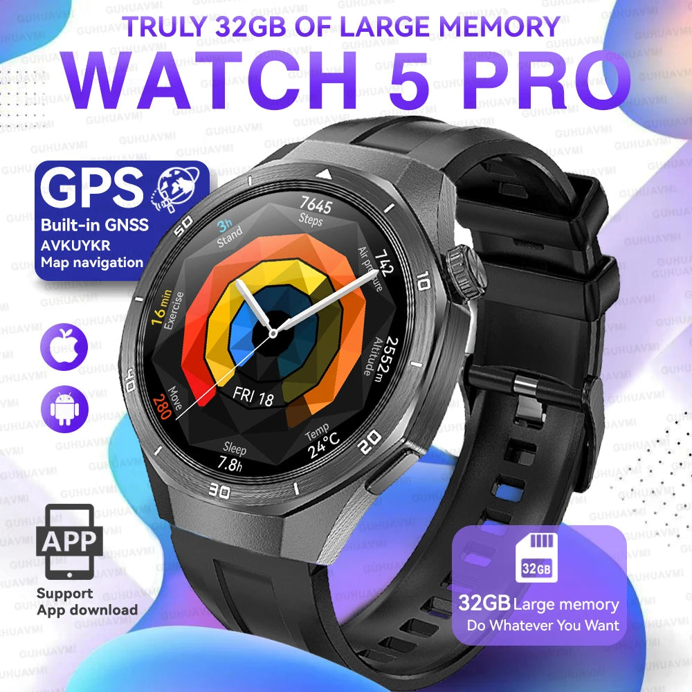 2026 New Watch 5 Pro GPS Map Navigation Smartwatch 32G memory Video Music Play NFC Call Titanium alloy Waterproof Smartwatch Men