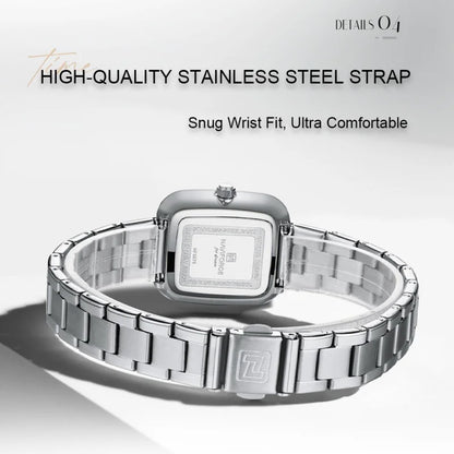 NAVIFORCE Fashion Watches for Women Sports 30M Waterproof Women's Stainless Steel Watches Unique Square Ultra light Girls' Watch