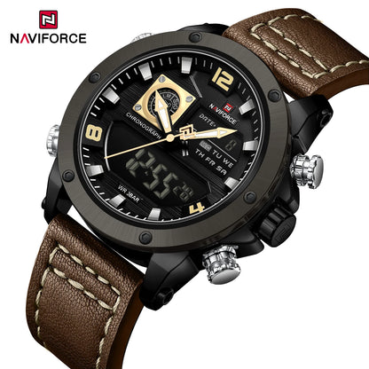 NAVIFORCE Digital Mens Military Watch Waterproof Watch Dual Display Quartz Sports Watch For Men Luminous High Quality Wristwatch