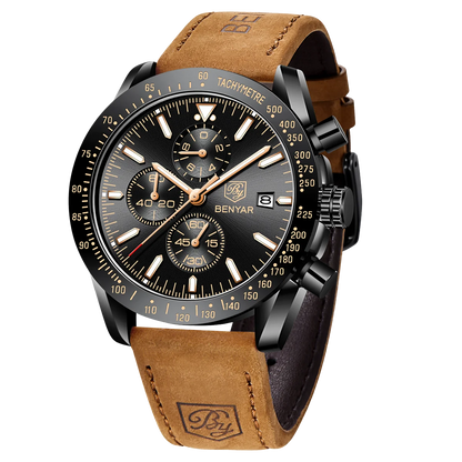 SAPPHERO Classic Quartz Men's Watch Chronicle Waterproof Men's Watch Leather Strap Business Casual Sports Clock
