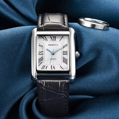 Rebirth 002 Elegant Mini Light Design Rectangle Dial Water Resistant Quartz Movement Business Women Analog Wrist Watch Gift