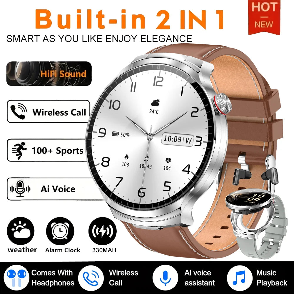 For Xiaomi New 2 in 1 Smart Watch With Earbuds Smartwatch TWS Bluetooth Earphone Heart Rate Blood Oxygen Monitor Sports Watch
