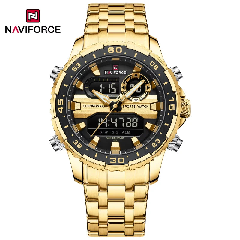 Men's Watches NAVIFORCE Original Trend Brand LCD Display Analog Digital Quartz Man Clock 30m Waterproof Luminous Male Wristwatch