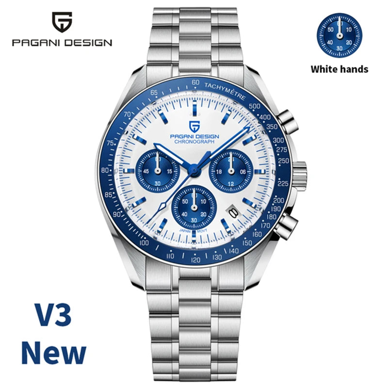 2026 New PAGANI DESIGN V5 Moon Men's Watches Top Luxury Quartz Watch For Men Chronograph Waterproof Sport Stainless Steel Clock