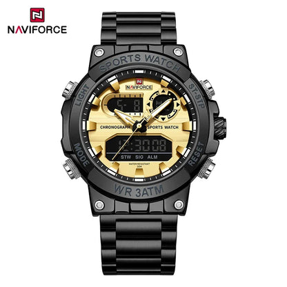 NAVIFORCE Mens Watch Dual Display Sport 30M Water Resistant Digital Chronograph Clock Army Military Style Male Wristwatch NF9237