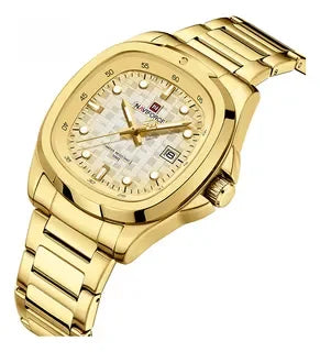 NAVIFORCE Fashion Men's Business Quartz Watch Stainless Steel Luminous Calendar Clock Male Square Dial Sports Wristwatch