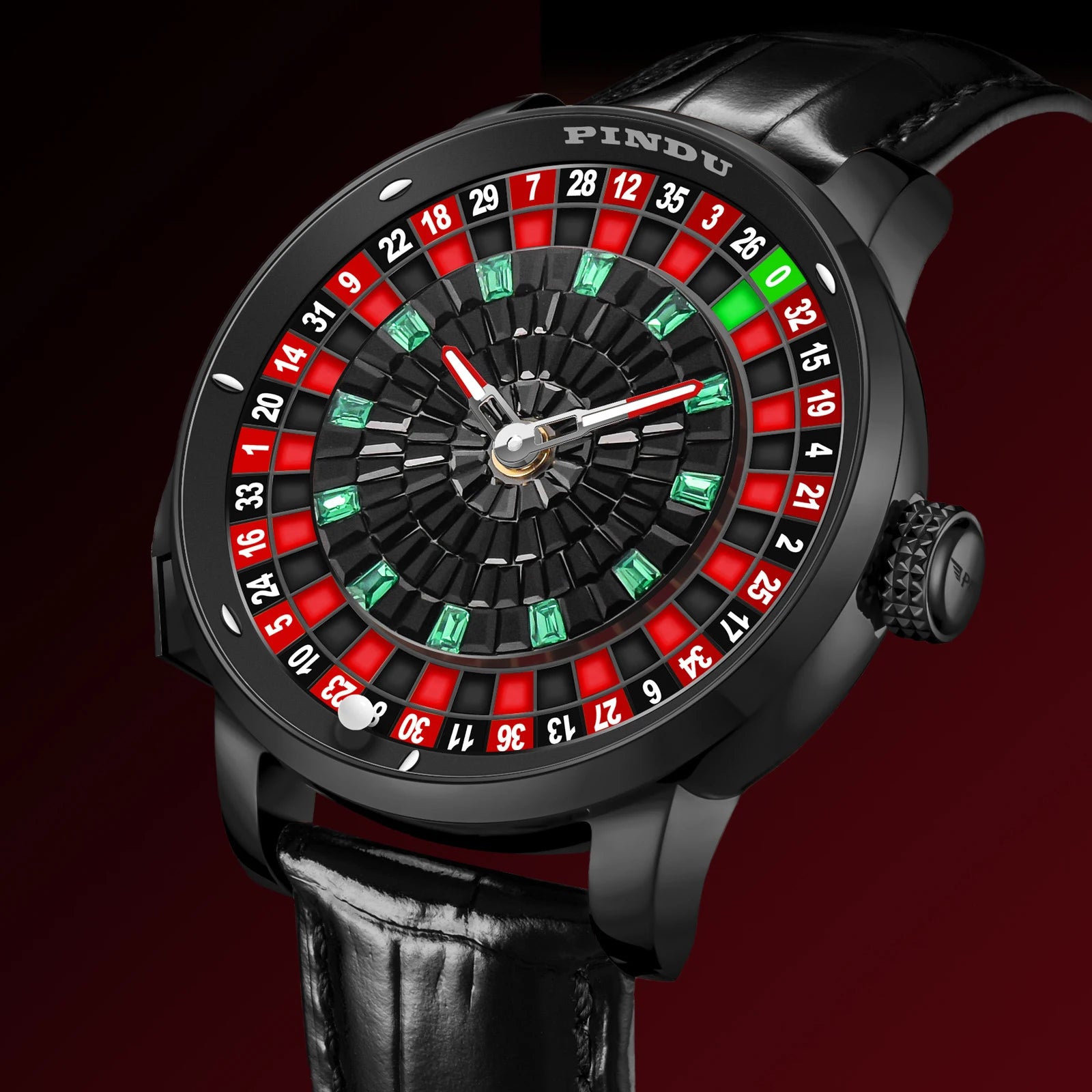 2025 PINDU Design NEW Button Rotating black shell Mechanical Watch Men NH35 Movement Stainless Steel TopLuxury Automatic Watch