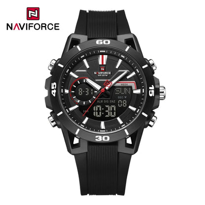 NAVIFORCE Men's 5ATM Waterproof Dual Time Watch Fashion Sport Countdown Alarm Chronograph Wristwatch Man chronograph Alarm Clock