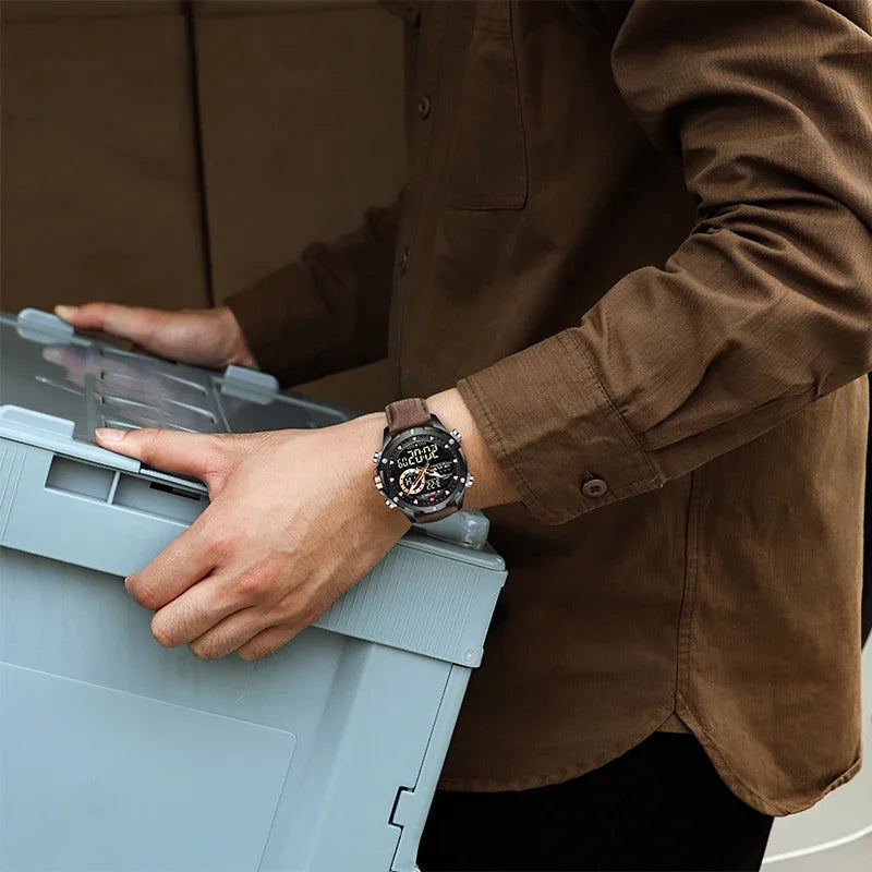 NAVIFORCE NF9208 Digital Men Military Watch Waterproof Wristwatch LED Quartz Clock Sport Big Watches