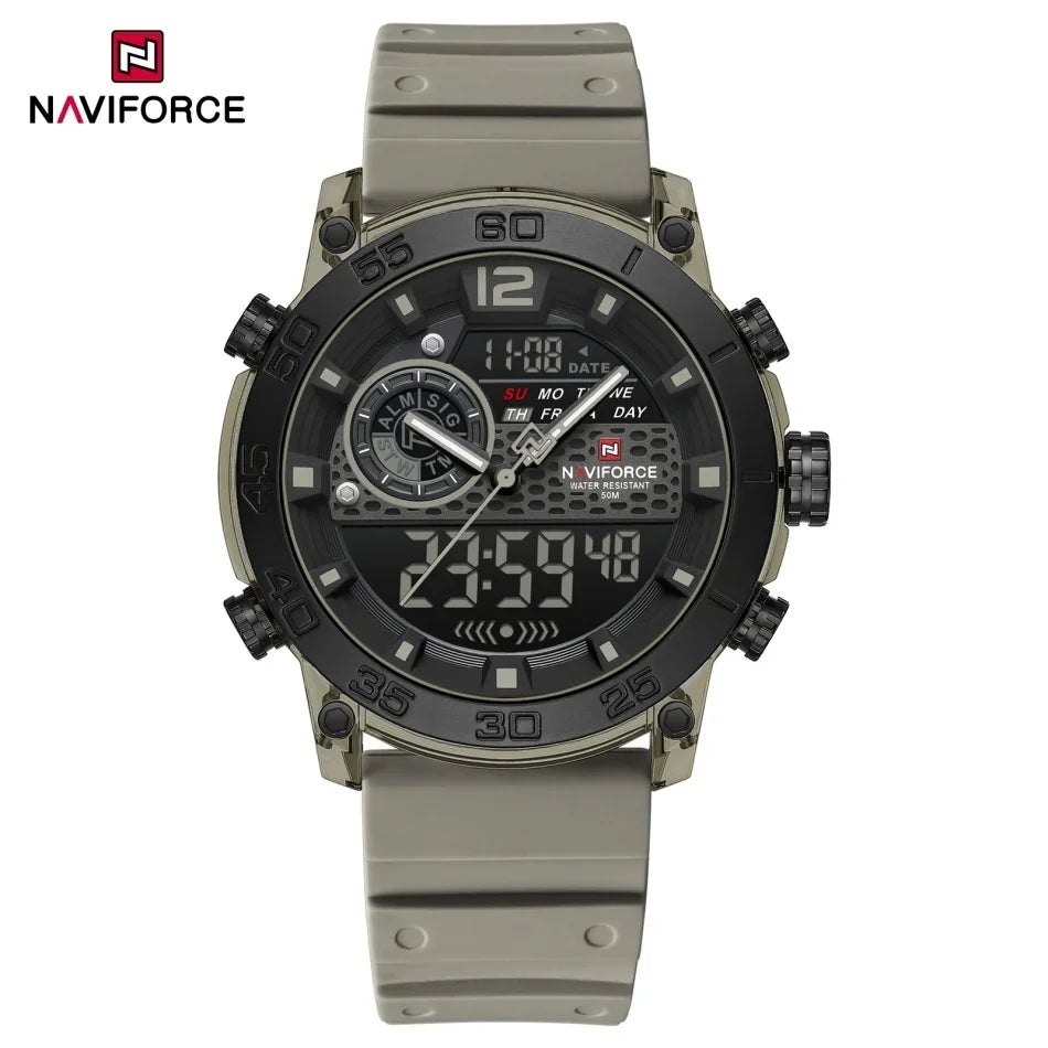 NAVIFORCE Men's Lightweight Sports Wrist Watch Dual Display Time Night Light Watches Boy's Quartz  Stopwatch Multifunctional