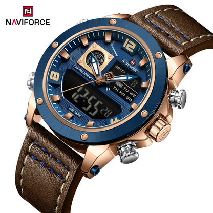 NAVIFORCE Digital Mens Military Watch Waterproof Watch Dual Display Quartz Sports Watch For Men Luminous High Quality Wristwatch