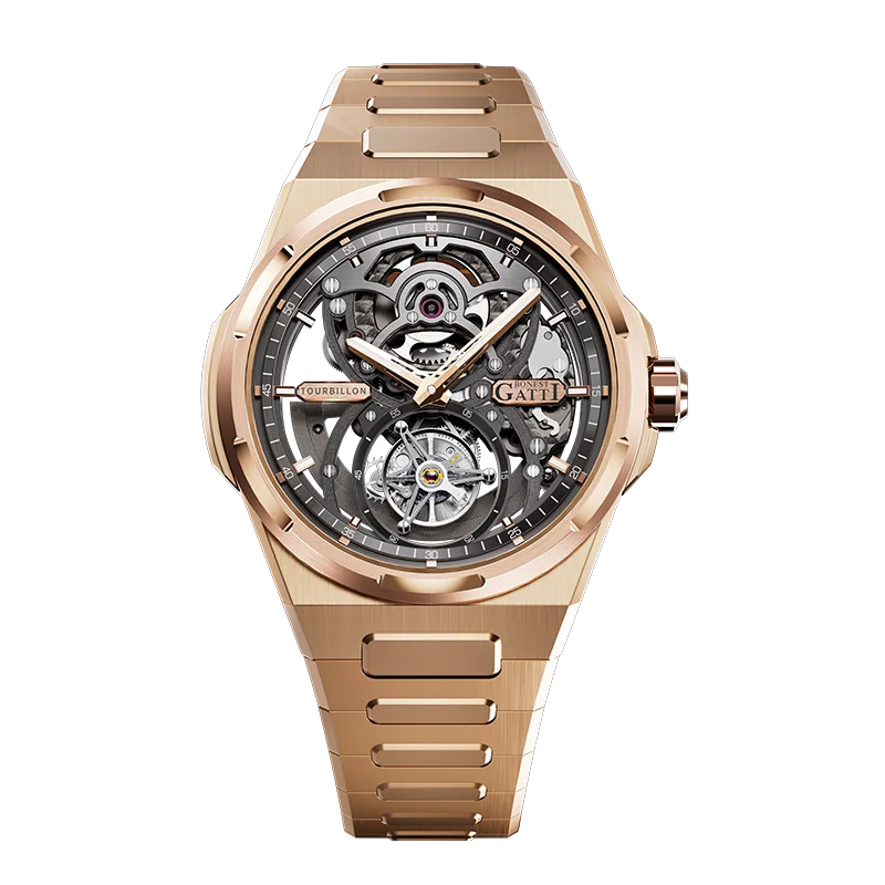 BONEST GATTI New Infinite Series Watch Men Tourbillon Full Automatic Mechanical Skeleton Wristwatch Stainless Steel Strap