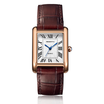Rebirth 002 Elegant Mini Light Design Rectangle Dial Water Resistant Quartz Movement Business Women Analog Wrist Watch Gift