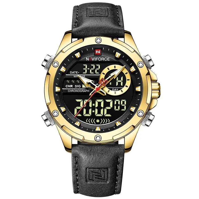 NAVIFORCE NF9208 Digital Men Military Watch Waterproof Wristwatch LED Quartz Clock Sport Big Watches