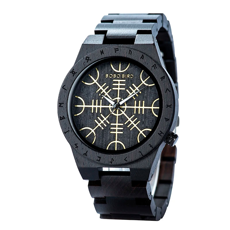 BOBO BIRD Wood Watches Relogio Masculino Watch for Men Viking Warriors Symbol Relojes Para Hombre часы мужские Logo Custom