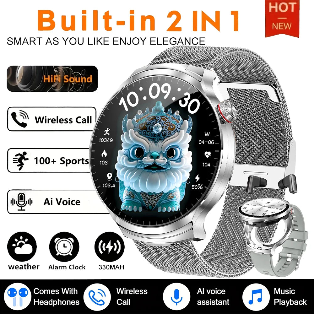For Xiaomi New 2 in 1 Smart Watch With Earbuds Smartwatch TWS Bluetooth Earphone Heart Rate Blood Oxygen Monitor Sports Watch