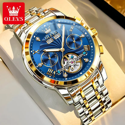 OLEVS 7088 Original Luxury Brand Men's Watch Chronograph Date Stainless steel Waterproof Mechanical Watch for Men NEW